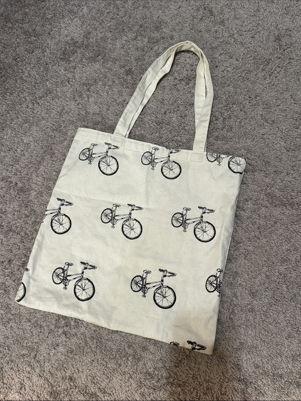 Canvas Bicycle Print Tote Bag in Cream